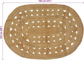 vidaXL Χαλί Περιοχής Φυσικό 122 x 183 cm Γιούτα