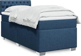 vidaXL Κρεβάτι Boxspring με Στρώμα Μπλε 90x200 εκ.Υφασμάτινο