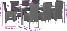 vidaXL Σετ Τραπεζαρίας Κήπου 9 τεμ. Μπεζ Συνθετικό Ρατάν με Μαξιλάρια