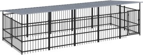 vidaXL Υπαίθριο Κλουβί Σκύλων με Οροφή από Χάλυβα 9,38 μ²