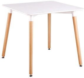 ART Τραπέζι Τραπεζαρίας Άσπρο MDF, Πόδια Οξιά Φυσικό  80x80 H.73cm [-Φυσικό/Άσπρο-] [-Ξύλο-] Ε7087,1