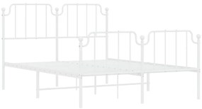 Πλαίσιο Κρεβατιού με Κεφαλάρι/Ποδαρικό Λευκό 140x190εκ. Μέταλλο - Λευκό