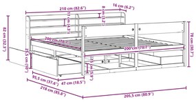 Σκελετός Κρεβ. Χωρίς Στρώμα Καφέ Κεριού 200x200 εκ Μασίφ Πεύκο - Καφέ