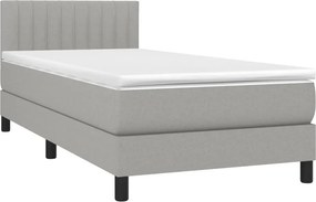 vidaXL Κρεβάτι Boxspring με Στρώμα &amp; LED Αν.Γκρι 100x200 εκ Υφασμάτινο