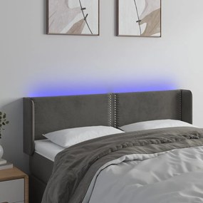 Κεφαλάρι Κρεβατιού LED Σκούρο Γκρι 147x16x78/88 εκ. Βελούδινο 3123145