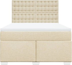 vidaXL Κρεβάτι Boxspring με Στρώμα Κρεμ 140x200 εκ. Υφασμάτινο