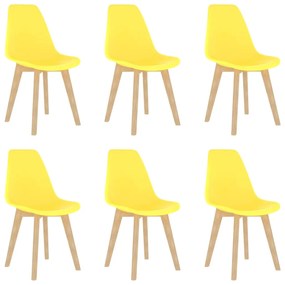 vidaXL Καρέκλες Τραπεζαρίας 6 τεμ. Κίτρινες Πλαστικές