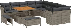 vidaXL Σετ Καναπέ Κήπου 13 pcs Γκρι συνθετικό ρατάν