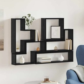 vidaXL Ράφι Τοίχου Επιτοίχιο Μαύρη Οξυά 96 x 12 x 64 εκ.