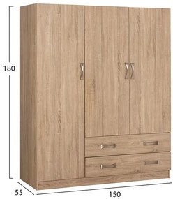 ΝΤΟΥΛΑΠΑ 3ΦΥΛΛΗ CARLY HM384.02 ΜΕ ΔΥΟ ΣΥΡΤΑΡΙΑ SONAMA 150X55Χ180Υεκ.