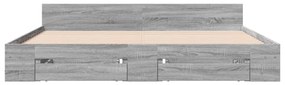 vidaXL Πλαίσιο Κρεβατιού με συρτάρια Γκρι sonoma 200x200εκ. Επεξ. Ξύλο
