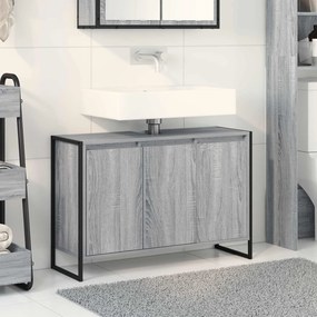 vidaXL Ντουλάπι Μπάνιου Γκρίζο Σονομα 90 x 30 x 60 cm