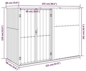 Αποθήκη Εργαλείων Κήπου Καφέ 225x89x161 εκ. Γαλβαν. Ατσάλι - Καφέ