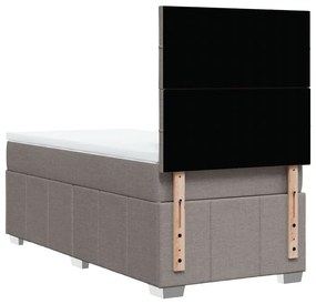 Κρεβάτι Boxspring με Στρώμα Taupe 90x200 εκ. Υφασμάτινο - Μπεζ-Γκρι