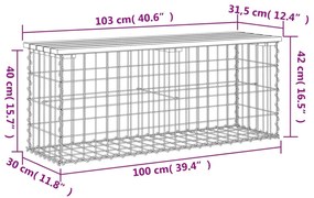 Παγκάκι Κήπου Συρματοκιβώτιο 103x31,5x42 εκ. Μασίφ Ξύλο Πεύκου - Καφέ