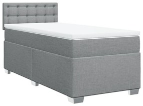 Κρεβάτι Boxspring με Στρώμα Ανοιχτό Γκρι 100x200 εκ. Υφασμάτινο - Γκρι