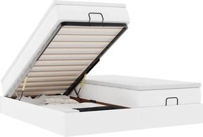 vidaXL Οθωμανικό κρεβάτι με στρώματα Λευκό 200x200cm Faux Leather