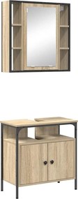 vidaXL Σετ Επίπλων Μπάνιου με ράφι 2 pcs Καφέ Επεξεργασμένο ξύλο