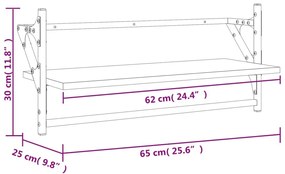 Ράφια Τοίχου με Μπάρα 2 τεμ. Γκρι Sonoma 65 x 25 x 30 εκ. - Γκρι