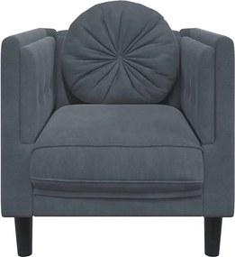 vidaXL Πολυθρόνα Σκούρο Γκρι Βελούδινη με Μαξιλάρι