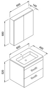 Πάγκος μπάνιου με Νιπτήρα SANTA 60 Μπεζ 60x46x52 εκ. 60x46x52 εκ.