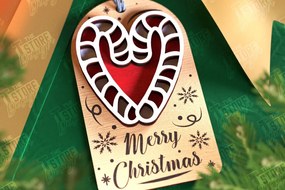 Σετ των 2 Intra απο ξύλο plywood 3mm-4mm πάχος - Χριστουγεννιάτικη ετικέτα | Ετικέτα δώρου | Διακοπές |CNC Δίασταση 15x15 cm INTRAFABR-107024137