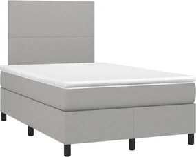 vidaXL Κρεβάτι Boxspring με Στρώμα &amp; LED Αν.Γκρι 120x200 εκ Υφασμάτινο