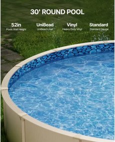 VEVOR Round Pool Liner 30ft Unibead Style Pool Liner 52in Wall Height