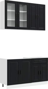 vidaXL Μονάδα κουζίνας PORTO 4 pcs Μαύρο Επεξεργασμένο Ξύλο