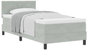 vidaXL βίνταΧΛ Box Spring Κρεβάτι με Στρώμα Ανοιχτό Γκρι 100x200 εκ Βελούδο