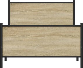 vidaXL Σκελετός Κρεβ. Χωρίς Στρώμα Sonoma Δρυς 100x190 εκ. Μεταλλικό