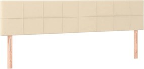 vidaXL Κρεβάτι Boxspring με Στρώμα &amp; LED Κρεμ 200x200 εκ. Υφασμάτινο