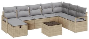 vidaXL Σετ Καναπέ Κήπου 9 pcs Μπεζ Πολυ ράταν