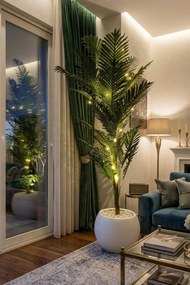 Stewehome Τεχνητό δέντρο αρέκα με μονό κορμό και 30 φύλλα σε λευκή σφαιρική γλάστρα Λευκό
