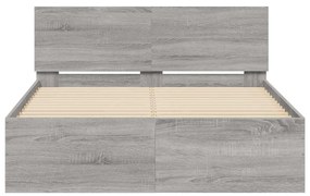 vidaXL Πλαίσιο Κρεβατιού με Κεφαλάρι/LED Γκρι Sonoma 120x190 εκ.