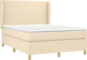 vidaXL Κρεβάτι Boxspring με Στρώμα Κρεμ 140x200 εκ. Υφασμάτινο