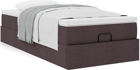 vidaXL Οθωμανικό κρεβάτι με στρώμα σκούρο καφέ 90x190cm ύφασμα