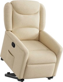 vidaXL Πολυθρόνα Ανακλινόμενη με Ανύψωση Κρεμ Υφασμάτινη