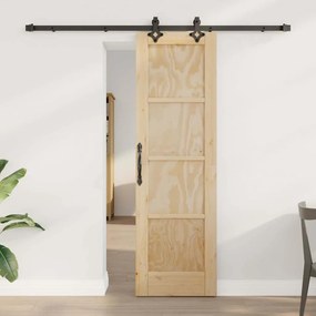 vidaXL Συρόμενη Πόρτα Φυσικό και μαύρο 61 x 198.5 εκ.
