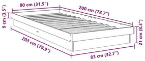 Πλαίσιο κρεβατιού χωρίς στρώμα 80x200 cm Ξύλο μασίφ δρυός - Καφέ