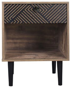 Κομοδίνο Home 40x39.5x55cm Black Grey Oak 271-00-024 Μελαμίνη,Μέταλλο