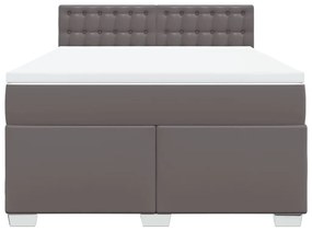 Κρεβάτι Boxspring με Στρώμα Γκρι 140x200εκ. από Συνθετικό Δέρμα - Γκρι