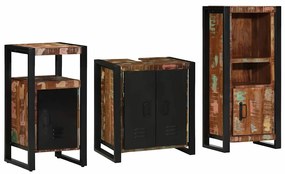 vidaXL Σετ Επίπλων Μπάνιου με συρτάρι 3 pcs Στερεό Ανακτηθέν Ξύλο