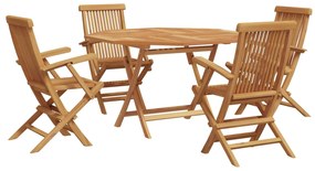 Σέτ φαγητού για κήπο 5 pcs Καφέ Στερεό Ξύλο Τίκ