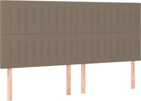 vidaXL Κρεβάτι Boxspring με Στρώμα &amp; LED Taupe 200x200 εκ. Υφασμάτινο