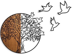 Διακοσμητικό Τοίχου Tree And Birds 891TNL2349 60x56cm Walnut-Black Wallity Metal,Wood