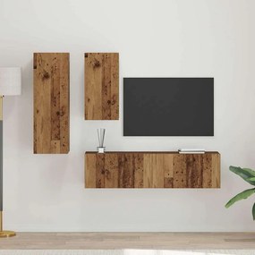 vidaXL Σετ επίπλου τηλεόρασης 4 pcs Παλαιό ξύλο 30.5 x 30 x 90 cm