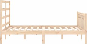 vidaXL Πλαίσιο Κρεβατιού με Κεφαλάρι από Μασίφ Ξύλο Double