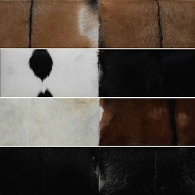 vidaXL Παγκάκι από Δέρμα Κατσίκας / Ξύλο Teak