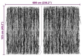 vidaXL Φράχτης από κλαδιά Καφέ 600 x 125 εκ Ξύλινη Τρίχα